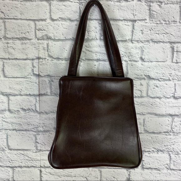 VTG PATCHWORK FAUX LEATHER BAG - Picture 5 of 14